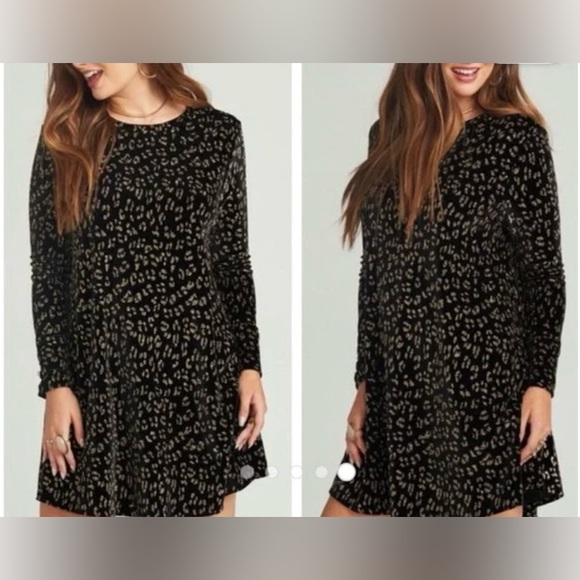 NWT- Show Me Your Mumu Toby Velvet Glitter Cheetah Mini Dress - Picture 2 of 10